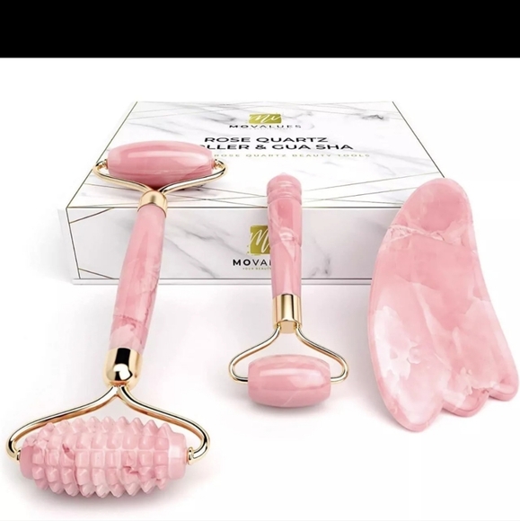 MOVALUES Rose quarts facial rollers - Picture 3 of 6